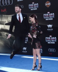 Chris Hardwick and Lydia Hearst attend the "Captain America: Civil War" premiere in Los Angeles