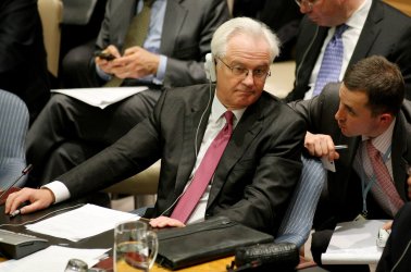 Russia's United Nations permanent representative Vitaly Churkin addresses Security Council at the United Nations