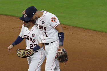 Houston Astros second baseman Jose Altuve Celebrates