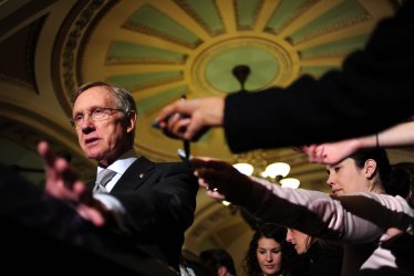 Senate Leader Reid speaks to the press in Washington
