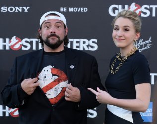 Kevin Smith and daughter attend the "Ghostbusters" premiere in Los Angeles