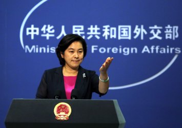 Chinese FM spokesman Hua holds a press conference in Beijing, China