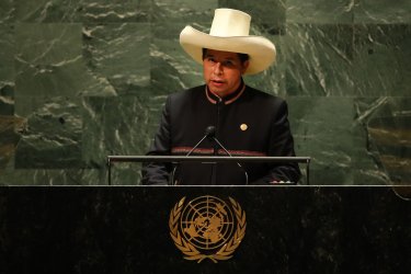 Peru's President Pedro Castillo speaks at UN