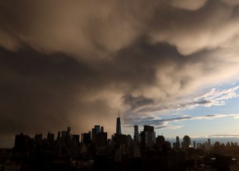 Storm Clouds Over One World Trade Center Manhattan Skyline