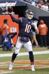 Chicago Bears quarterback Mitchell Trubisky looks to pass the ball in Chicago