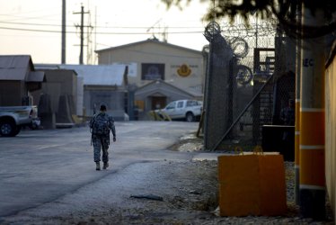 Military personnel at Bagram Airfield in Afghanistan