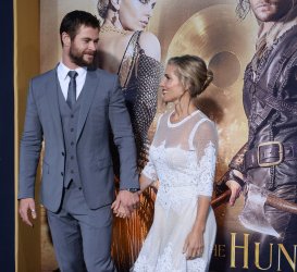Chris Hemsworth and Elsa Pataky attend "The Huntsman: Winter's War" premiere in Los Angeles