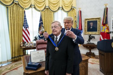 President Trump presents the Medal of Freedom to Lou Holtz at the White House