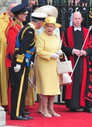 Queen Elizabeth II, the Duke of Edinburgh, Prince Charles and Camilla, Duchess of Cornwall, leave Westminster Abbey in London
