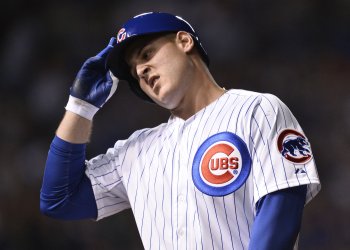 Chicago Cubs Anthony Rizzo  grounds out against Mets