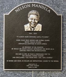 Nelson Mandela honored with a plaque at Yankee Stadium