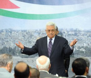 Palestinian President Mahmoud Abbas gives a speech in Ramallah, West Bank