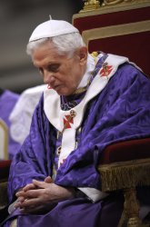 Pope Benedict XVI leads the mass for Ash Wednesday, opening Lent, in the Vatican
