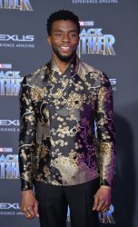 Chadwick Boseman attends the "Black Panther" premiere in Los Angeles