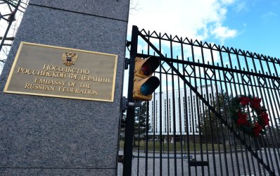 Russian Embassy is shown in Washington, DC after Sanctions