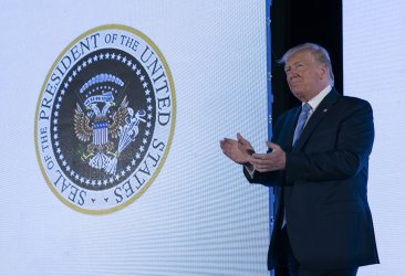 Trump Make Remarks With Doctored Presidential Seal