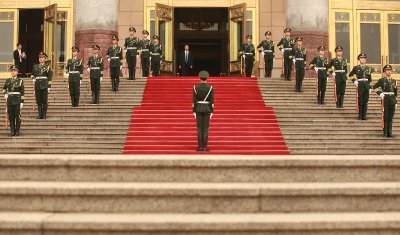 Soldiers practice honor guard duties in Beijing