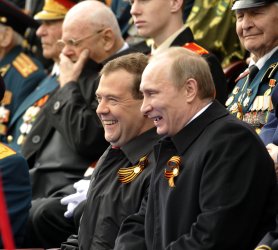Russian President Medvedev attends a military parade in Moscow