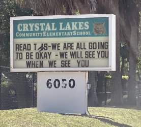 Message on School Board in Boynton Beach, Florida