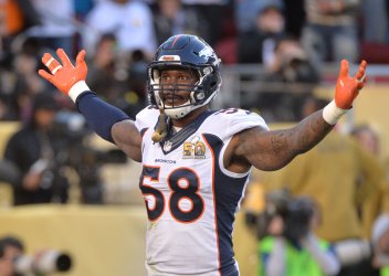 Broncos Von Miller forces Panthers Newton to fumble