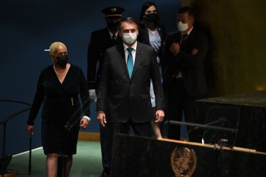 Brazil's President Jair Bolsonaro arrives at the United Nations