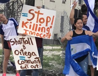 Nicarguan Protesters outside of Miami Fashion Week At The Ice Palace