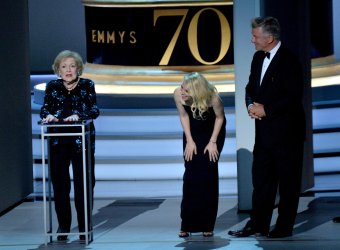 Betty White, Kate McKinnon, and Alec Baldwin onstage during the 70th annual Primetime Emmy Awards in Los Angeles