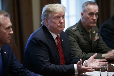 US President Donald J. Trump attends a briefing by senior military leaders