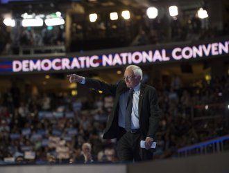 Senator Sanders speaks at the DNC convention in Philadelphia