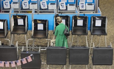 Voter marks ballot in Denver