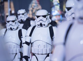The 501st Legion characters from Star Wars are seen in the Hollywood Christmas Parade in Los Angeles