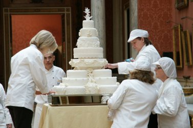 The Royal wedding cake prepared for reception in London