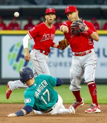 Seattle Mariners play against the Los Angeles Angels in Seattle
