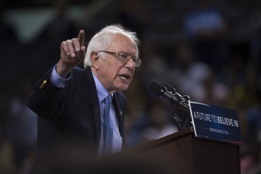 Bernie Sanders speaks during a rally in Baltimore.