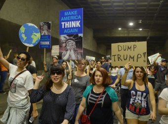 Thousands of ant-Trump protesters march 4-miles through Los Angeles