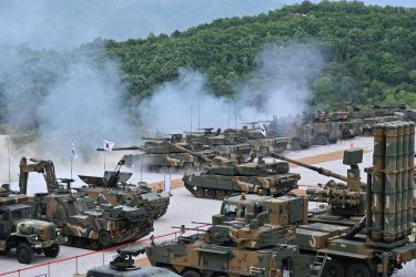 A South Korean Artillery Battery Fires at Joint Drill in Pocheon