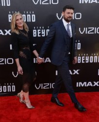 Katee Sackhoff and Karl Urban attend the "Star Trek Beyond" premiere in San Diego