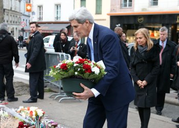 John Kerry at memorial site in Paris