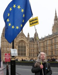 Brexit Protestors campaign at Houses of Parliament