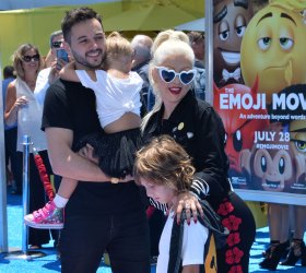 Christina Aguilera and family attend "The Emoji Movie" premiere in Los Angeles