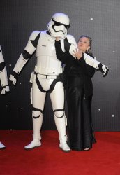 Carrie Fisher attends the European Premiere of “Star Wars - The Force Awakens” in London