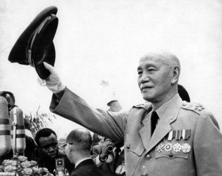 Chiang Kai-shek, President of Nationalist China, is seen here at a mass rally.