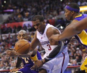 Los Angeles Clippers play the Los Angeles Lakers in Los Angeles