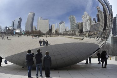 People view Cloud Gate in Chicago's Millennium Park