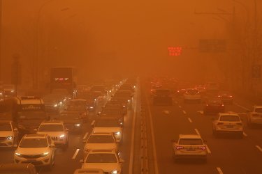 Heavy Sandstrom Hits Beijing, China