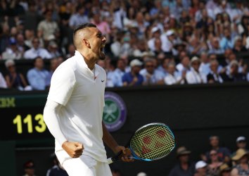 Nick Kyrgios in second round action against Rafael Nadal