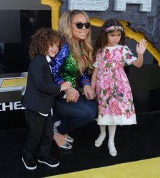 Mariah Carey arrives with her children at "The LEGO Batman Movie" premiere in Los Angeles