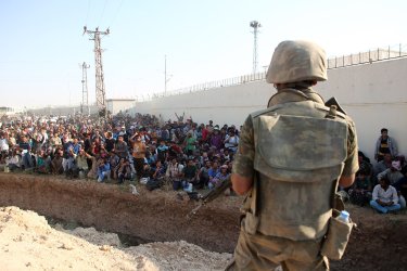 Syrians Refugees Flee From the Fighting At Turkish Border