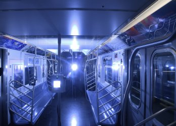 A demonstration of UV disinfecting technology in NYC Subways