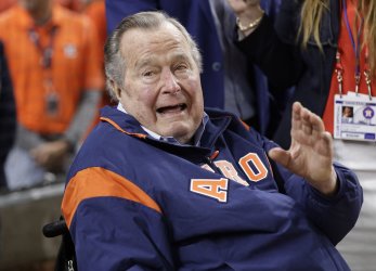 Former President George H.W. Bush during ceremonies in World Series game 5